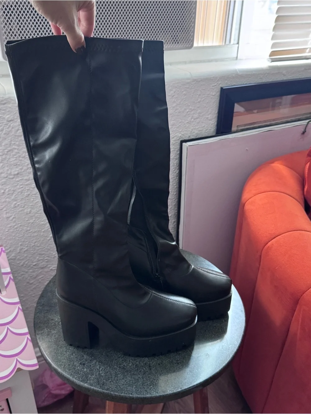 Fashion nova Black Platform Knee-High Boots